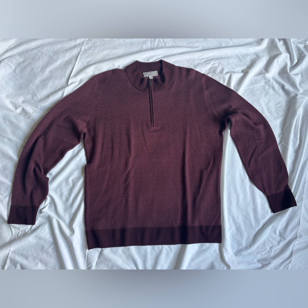 Canali Brown Zip Up Sweater